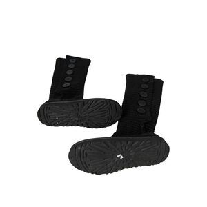 UGG Womens Black Knit Wool Button Cardy Mid Calf Shoes Winter Boots Size 7